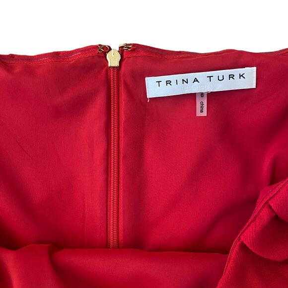 Trina Turk Zeal Off Shoulder Red Cape Mini Dress Size 6 - Picture 6 of 8